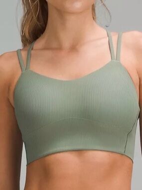 Lululemon Like A Cloud Ribbed Longline Bra Size 2 in Gray Eucalyptus